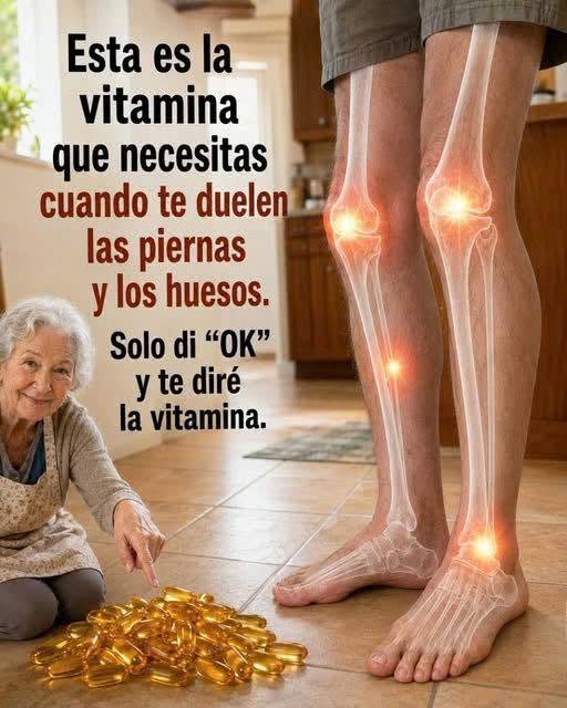 Esta es la vitamina que le falta a tu cuerpo cuando te duelen las piernas y los huesos. Te diré cuál es con un simple “OK”.