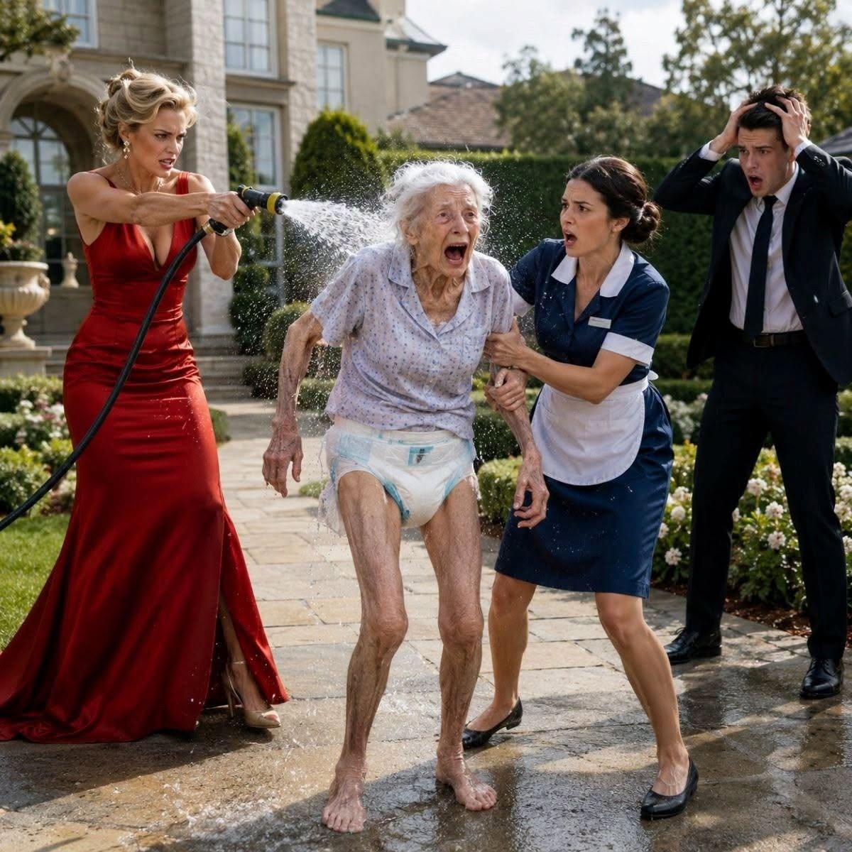 Todos creían que la esposa del millonario cuidaba a su madre enferma… hasta que la empleada presionó play y reveló cómo la estaba dejando morir encerrada.