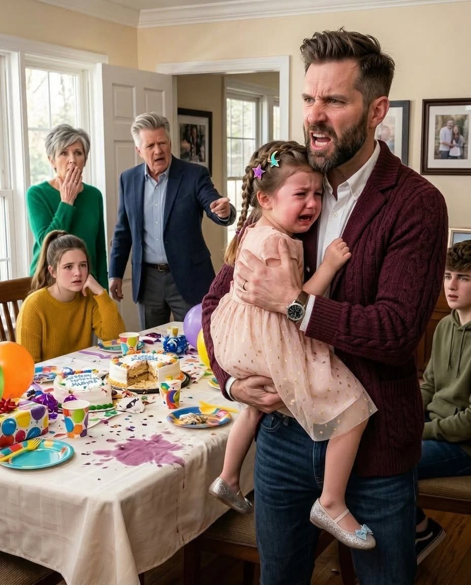 Durante la cena de cumpleaños de mi marido, nuestra hija de 7 años fue enviada repentinamente a otra habitación porque su familia quería espacio para sus “hijos de verdad”.
