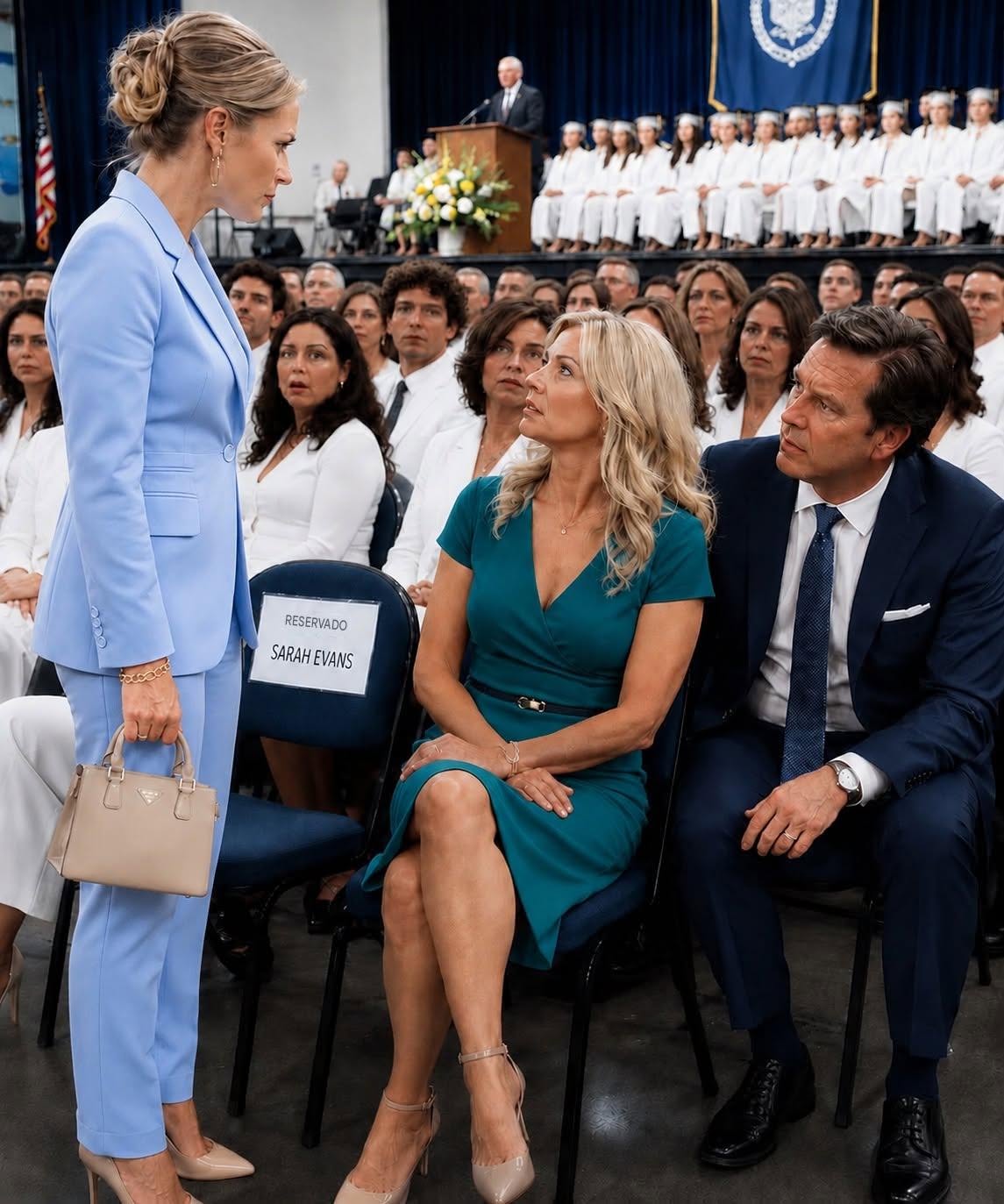 La nueva esposa de mi ex ocupó mi asiento en la graduación hasta que mi hijo subió al atril y mostró la prueba que silenció a todos