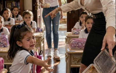 LLEGUÉ A LA ESCUELA DE MI HIJA DE 6 AÑOS PARA DARLE UNA SORPRESA… PERO SENTÍ QUE EL CORAZÓN SE ME DETENÍA CUANDO VI A SU MAESTRA TIRANDO SU LONCHE A LA BASURA MIENTRAS LE GRITABA: “¡TÚ NO MERECES COMER!” LO QUE ESA MUJER NO SABÍA ERA QUE LA NIÑA A LA QUE ESTABA HUMILLANDO… ERA LA HIJA DE LA ÚNICA DUEÑA DE TODA LA ESCUELA.