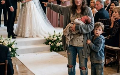 “Esa es ella…” Una niña sin hogar irrumpió en la lujosa boda de un multimillonario acompañada de un niño y señaló a la novia, tras lo cual todo el salón de banquetes quedó en silencio.