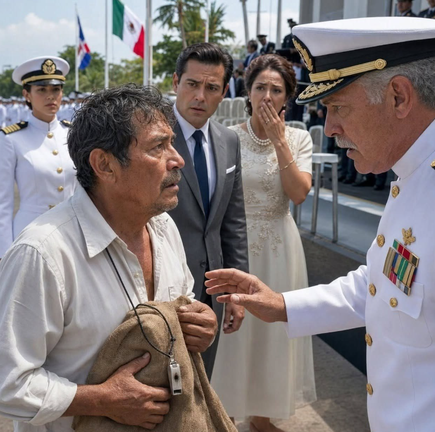 Vendí hasta mi última lancha para que mi hija pudiera estudiar, pero el día que recibió su grado militar me dijeron que yo solo era “olor a pescado” en la fila de honor. Ya iba a sentarme atrás, callado, hasta que un oficial anciano vio la quemadura en mi viejo silbato de plata… y toda la ceremonia se quedó helada.
